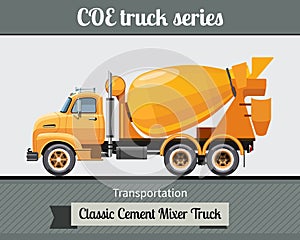 Classic cement mixer truck side view
