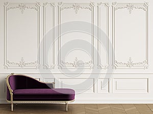 Classic chaise longue in classic interior with copy space
