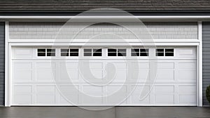 Classic Charm: American White Garage Door with Front Driveway.