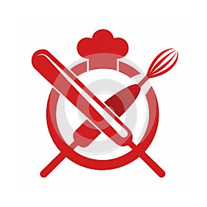 Chef Logo with Rolling Pin and Whisk in Cross Design photo