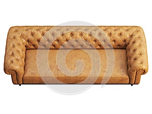 Classic chester brown leather upholstery sofa. 3d render