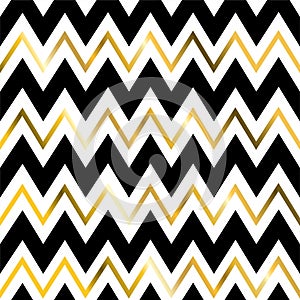 Classic chevron stripe glitter shimmer seamless vector pattern. Geometric zigzag line gold foil wrap event paper for