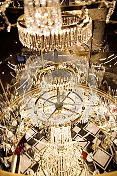 Classic chic crystal chandelier in the restaurant