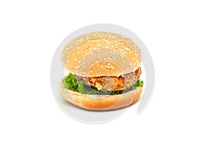 Classic Chicken Burger Isolated on whit background.