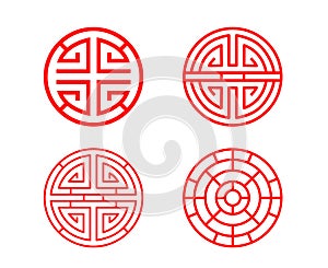 Classic Chinese circle window frame in vector