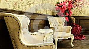 Classic Chinese Vintage Style Table and Chair Furniture Set in a Living Room