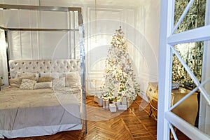 Classic christmas New Year decorated interior room