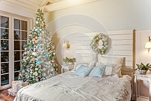 Classic christmas New Year decorated interior room