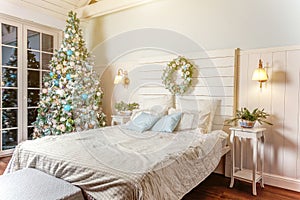 Classic christmas New Year decorated interior room