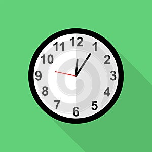 Classic clock icon, Five minutes past twelve o`clock