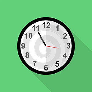 Classic clock icon, Five minutes to eleven o`clock.