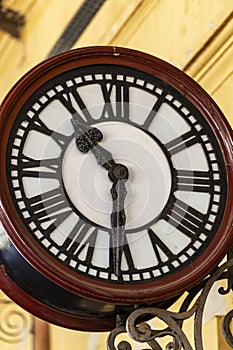 Antique clock with Roman numerals at the deactivated train station, today Estacao Cultura in Campinas, state of Sao Paulo, Brazil photo