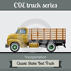 Classic COE stake bed truck side view