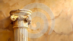 Classic column detail against a marbled background. Ancient architecture element. Timeless style for historical concepts