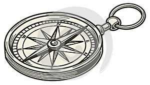 Classic Compass Outline Drawing for Navigation Vector Icon, vector design Generative AI