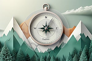 Classic Compass & Paper Mountains - AI Generated