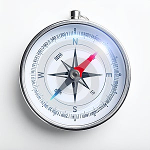 Classic Compass Pointing North on a White Background