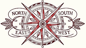 Classic Compass Rose with Cardinal Directions, Symbolizing Guidance, vector design Generative AI