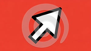 Computer Mouse Cursor Arrow Icon on Red Background