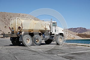 Classic construction site water truck