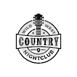 Classic country music logo, guitar vintage retro logo design