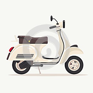 Classic cream scooter vector illustration isolated white background. Retro moped design beige photo