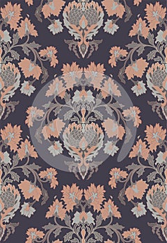 Classic damask pattern with flowers