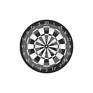 Classic dart board target icon isolated on white background.