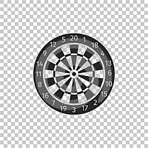 Classic darts board with twenty black and white sectors icon isolated on transparent background. Dart board sign