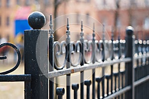 Classic decorative fences in street saint-petersburg, Russia. closeup