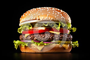 Classic Deluxe Cheeseburger perfect for use in advertising of fast food at its finest