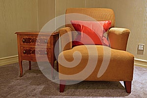 Classic design of Single Seater Sofa Chair and Side Table photo