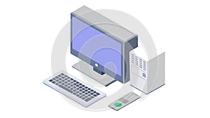 Classic Desktop Computer System Isometric View, vector design Generative AI