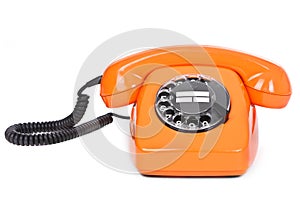 Classic dial phone on white