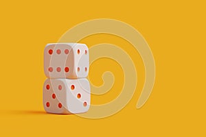 Classic Dice Stacked on Bright Orange Background