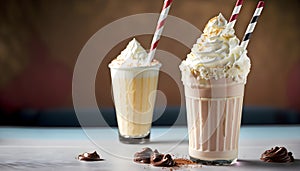 A classic diner-style milkshake, served in a tall glass