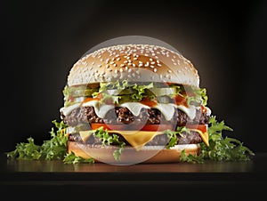 Classic Double Cheeseburger with all the Fixings. Generative AI