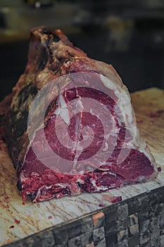 Classic dry aged T-bone Florentine Chianina steak, restaurant in Florence, Italy