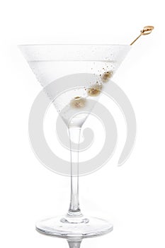 Classic Dry Martini with olives isolated