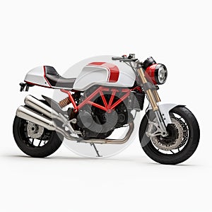 Classic Ducati Motorcycle In White And Red Colors