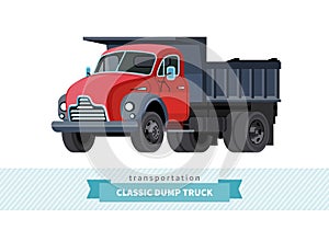 Classic dump truck front side view