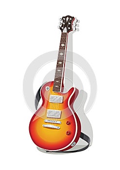 Classic electric guitar with strap