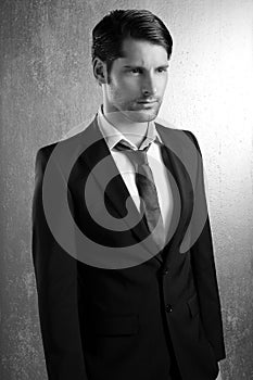 Classic elegant suit handsome man portrait