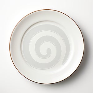 Classic Empty Dining Plate On White Table Background photo