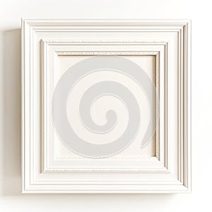 Classic empty white square wooden frame for painting, poster, photo or artwork wall art mockup. Generative AI