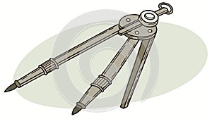 Classic Engineering Compass Tool: Precision Drawing Instrument, vector design Generative AI