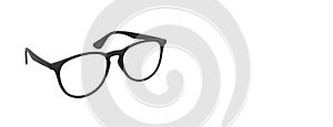 Classic eyeglasses, frame side view, isolated on white background