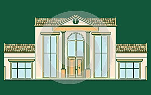 Classic facade house colored. Without outline.