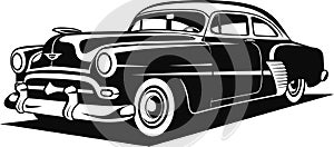 classic fifties car icon in black and white