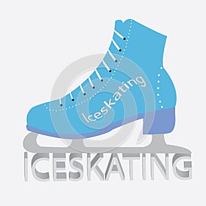 Classic figure skate vector illustration with text